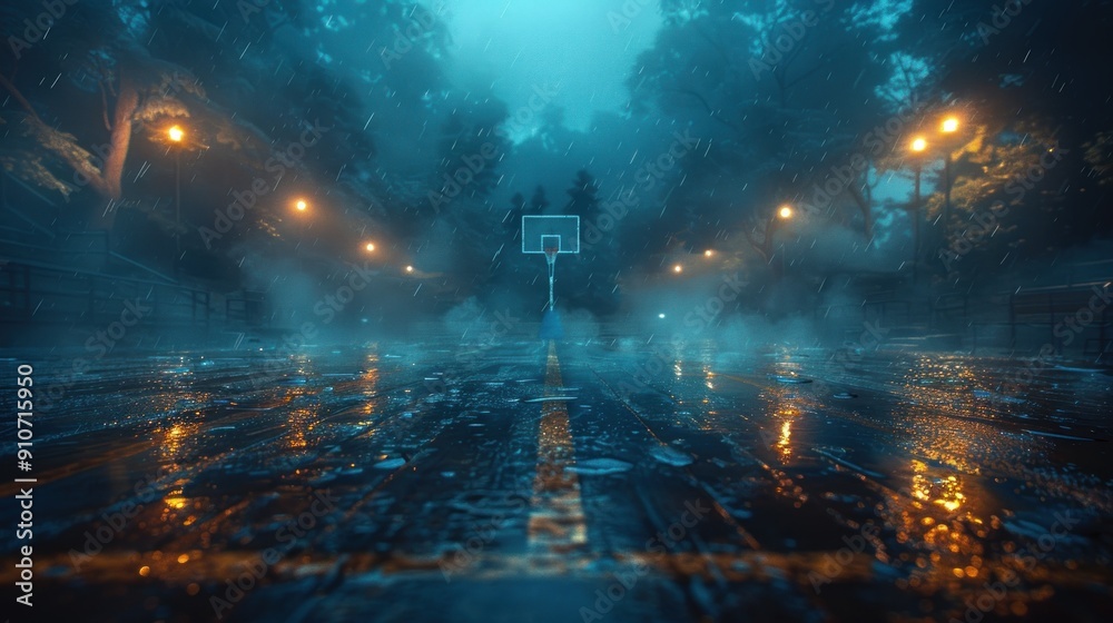 Rainy Night Basketball Court Rainy Night Basketball Court
