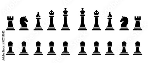 Chess pieces vector mind game strategy illustration