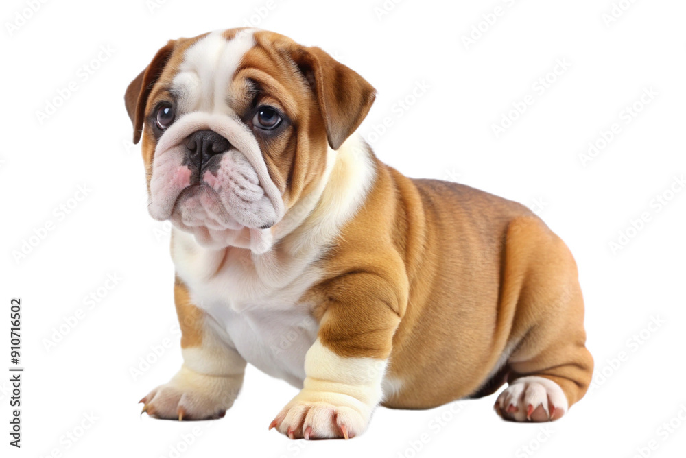 Bulldog Puppy, isolated on white background. Generative AI. Bulldog Puppy, isolated on white background. Generative AI.