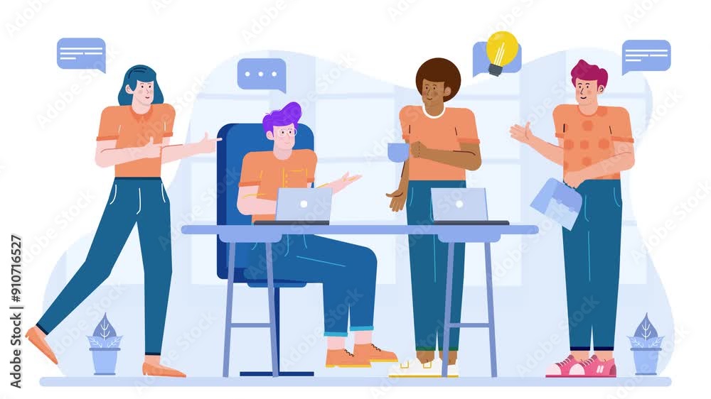 business people sharing and discussion in office working space illustration animated video business people sharing and discussion in office working space illustration animated video