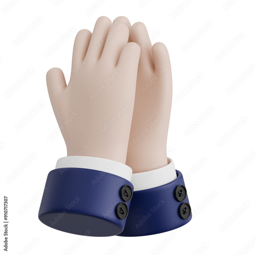 3D Rendered Hand Gesture Clap. Transparent Background 3D Rendered Hand Gesture Clap. Transparent Background