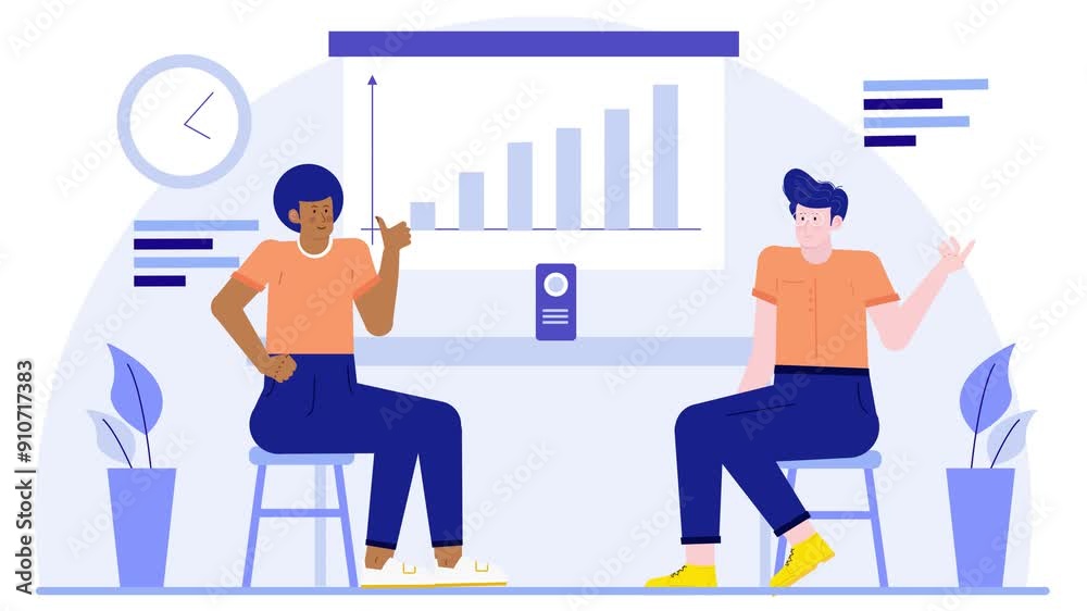 worker having conversation in office illustration business animated video worker having conversation in office illustration business animated video