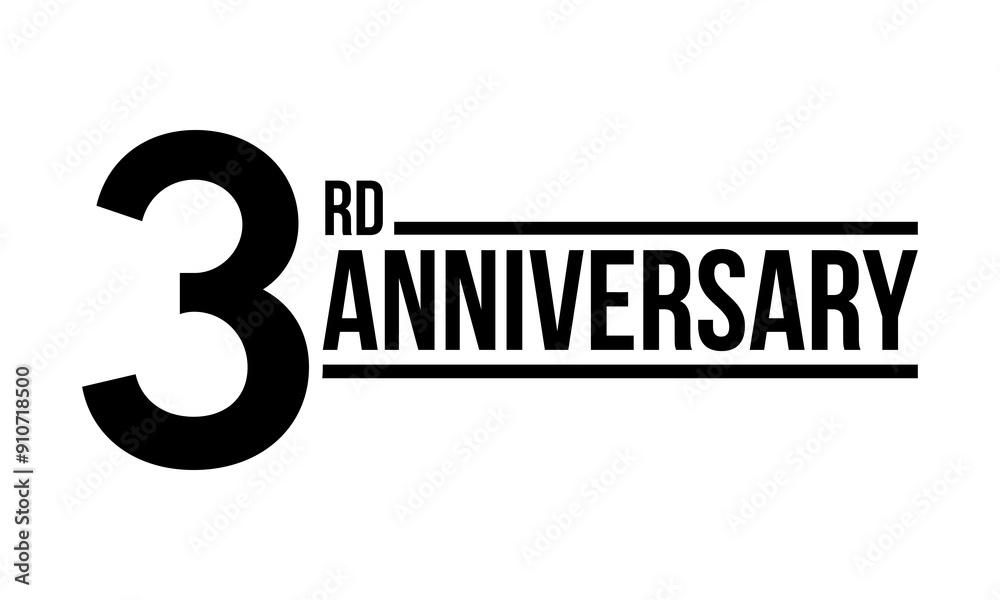 3rd anniversary celebration label, three years jubilee congratulation ...