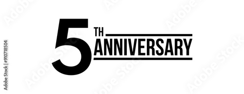 5th anniversary celebration label, five years jubilee congratulation card vector template, happy birthday sign, event invitation card