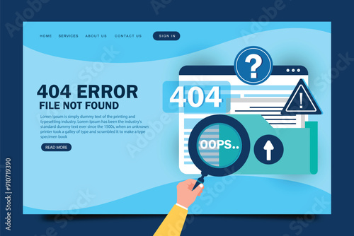 404 Error Page or File not found web page design