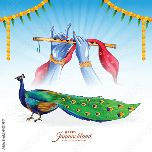 Shree krishna janmashtami festival holiday card background