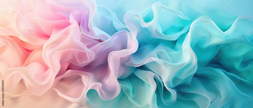 Obraz premium Serene Pastel Gradient in Blue, Green, and Pink Hues for Background Design