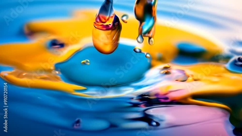 Colorful artistic image of oil drop floating on the water