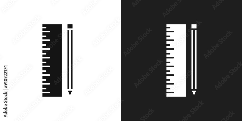 Pencil and ruler icon line art vector Pencil and ruler icon line art vector
