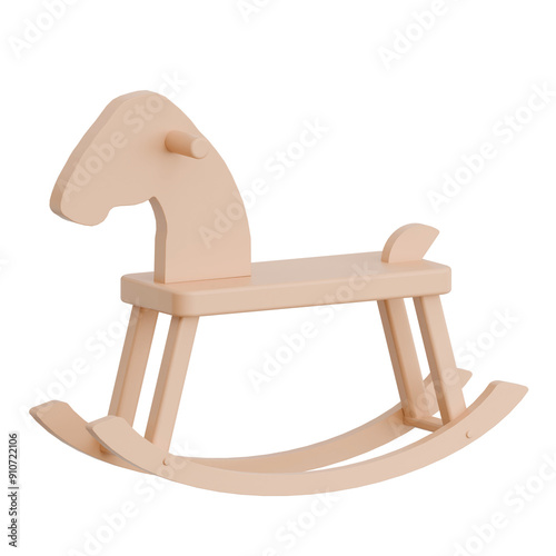3D Render Kid Toy Classic Rocking Horse for Creative Play. Transparent Background
