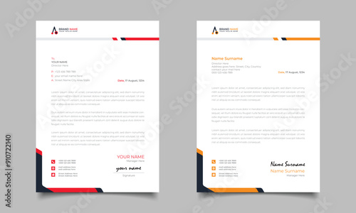 Red And Yellow Modern Business Letterhead Simple Clean Template Design