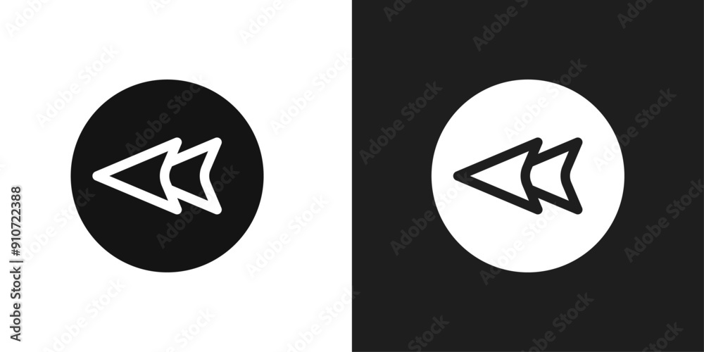 Rewind icon line art vector Rewind icon line art vector