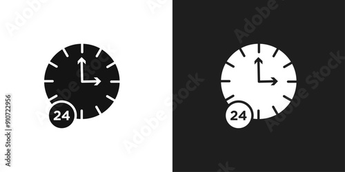 Time twenty four icon line art vector