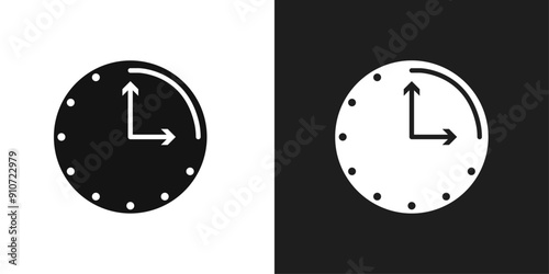 Time quarter past icon line art vector