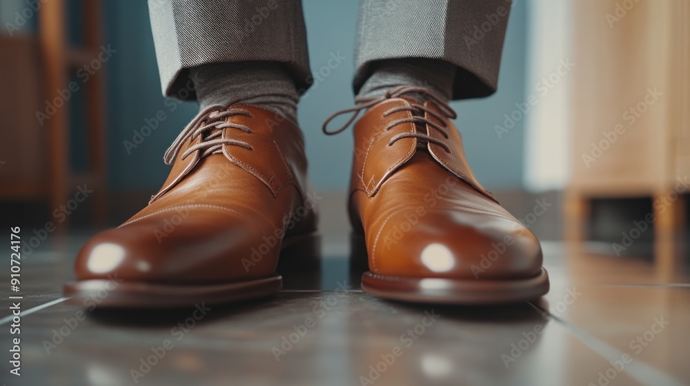 Closeup of Polished Brown Leather Shoes Closeup of Polished Brown Leather Shoes