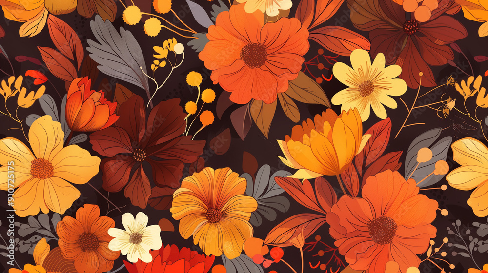 autumn floral pattern background illustration autumn floral pattern background illustration