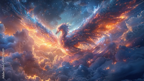 Phoenix Rising Through the Stars