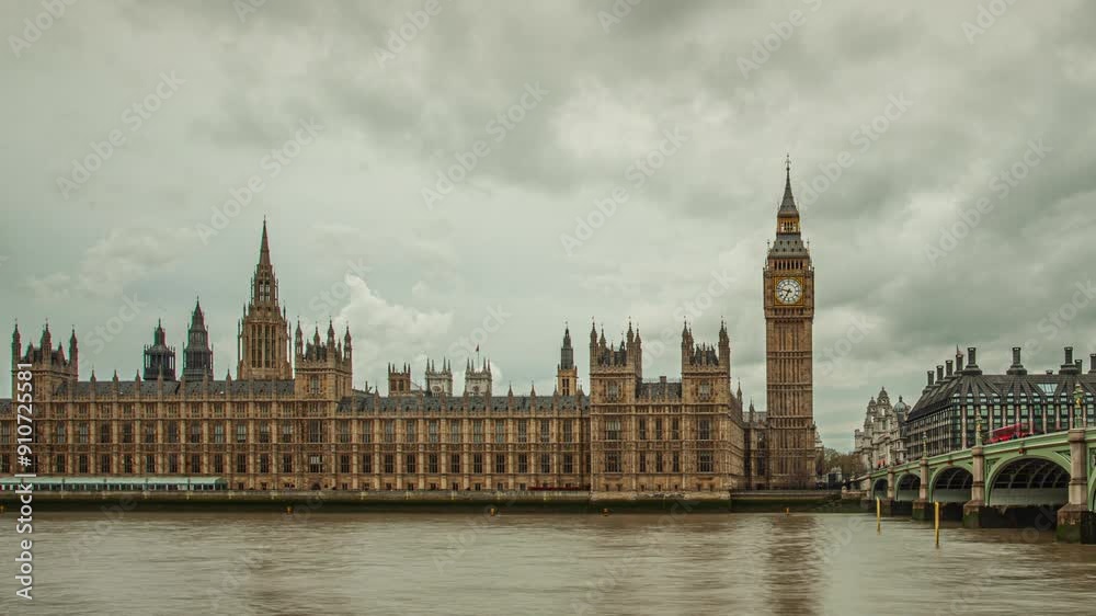 Historical Landmarks of London: Time-Lapse of Big Ben and the Thames River in the United Kingdom’s Bustling Metropolis Historical Landmarks of London: Time-Lapse of Big Ben and the Thames River in the United Kingdom’s Bustling Metropolis