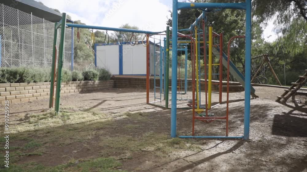 Outdoor playground in the city centre. obstacles in kindergarten. Outdoor playground in the city centre. obstacles in kindergarten.