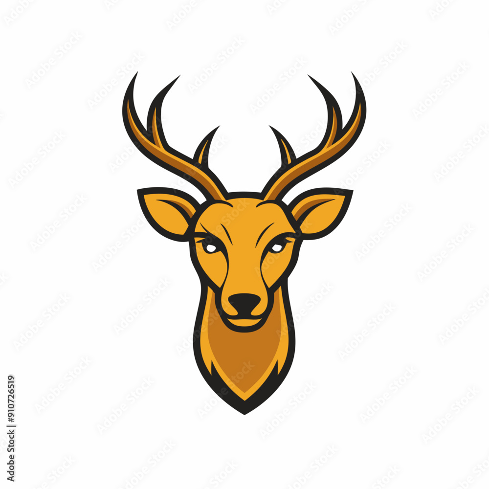 A sleek, stylized deer head with large antlers vector art illustration A sleek, stylized deer head with large antlers vector art illustration