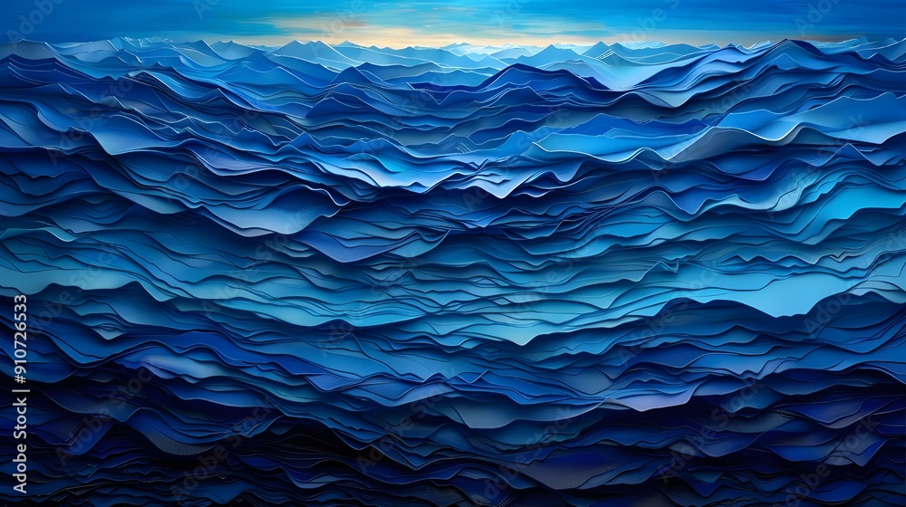 A digital art piece featuring deep blue waves, creating an abstract background A digital art piece featuring deep blue waves, creating an abstract background