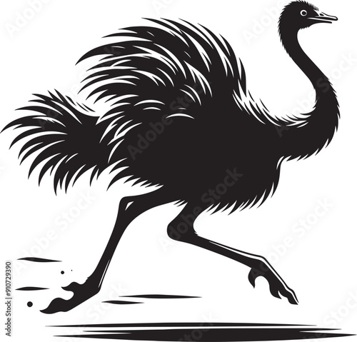 Ostriches bird Silhouette isolated on white background ostrich vector shape icon