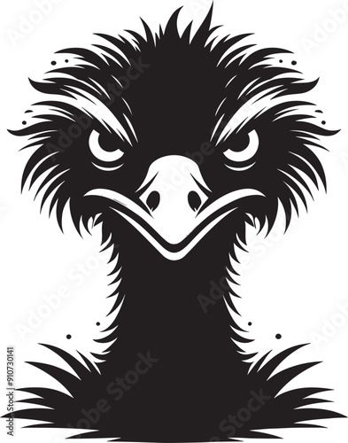 Ostriches bird Silhouette isolated on white background ostrich vector shape icon