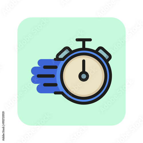 Alarm clock line icon. Urgency, deadline, working hour. Fast time concept. Vector illustration can be used for topics like business, competition, time management