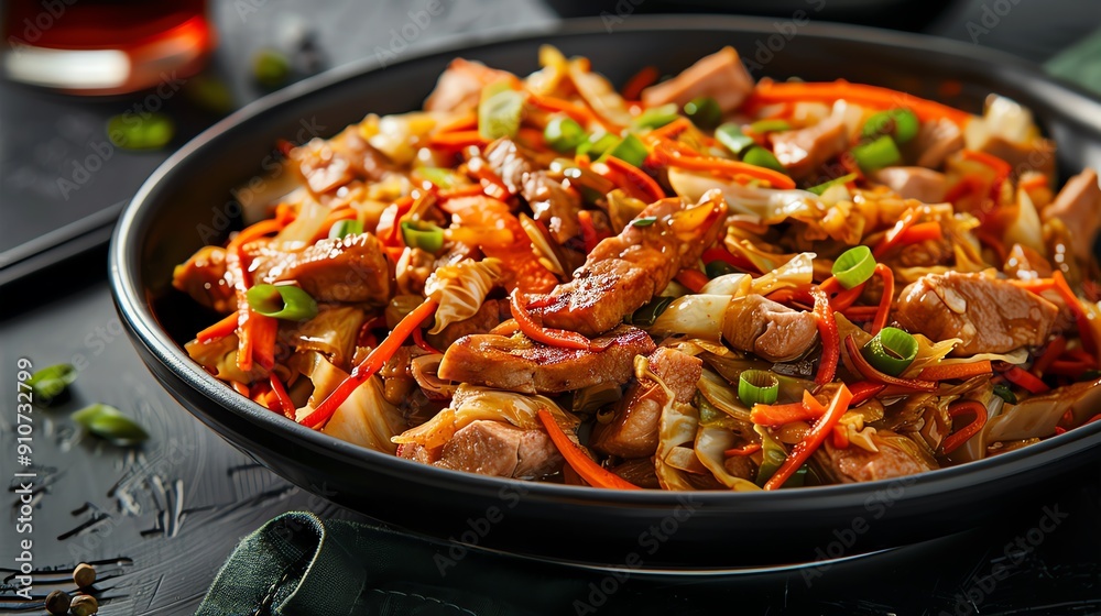 Chinese stirfried sour cabbage with pork and tofu, a proteinrich dish, Chinese, sour Chinese stirfried sour cabbage with pork and tofu, a proteinrich dish, Chinese, sour
