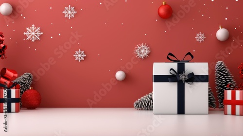 Minimalist wallpaper for sale in Christmas festival, with simple gift boxes, vector style.