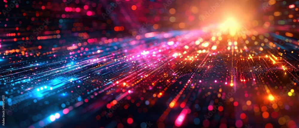 Glowing Neon Lines and Complex Patterns: Futuristic Technology Background
