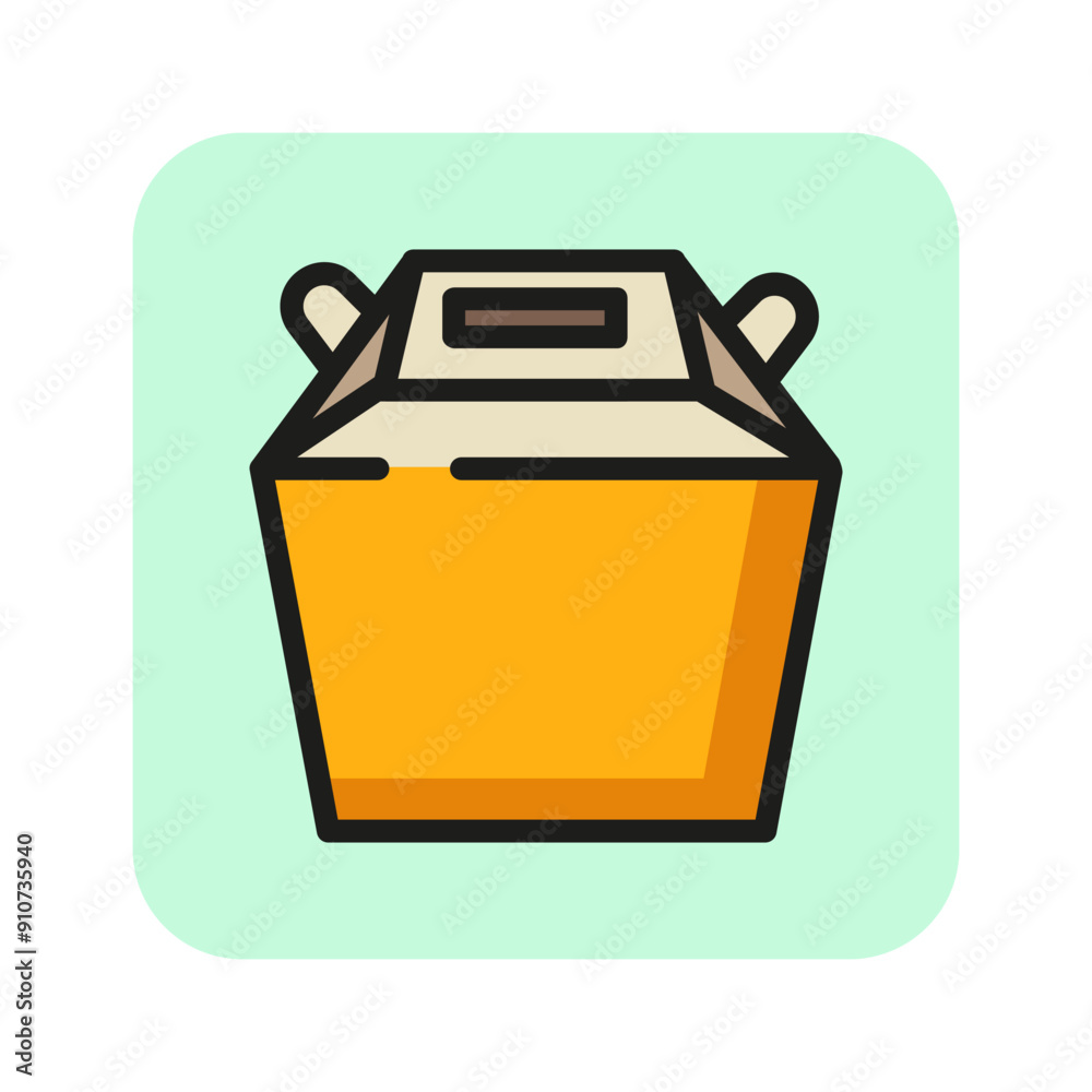 Takeaway food line icon. Carton package, paper pack, snack. Lunch box concept. Can be used for topics like fast food, food order, catering Takeaway food line icon. Carton package, paper pack, snack. Lunch box concept. Can be used for topics like fast food, food order, catering