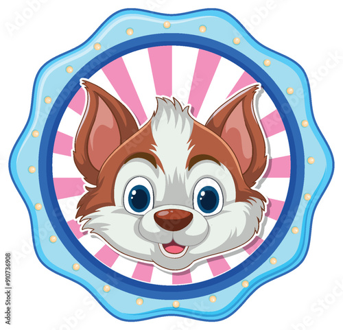 Happy Cartoon Dog Badge