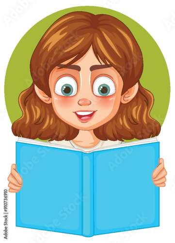 Girl Reading a Blue Book