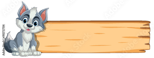 Cute Puppy with Wooden Sign