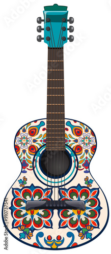 Colorful Mexican Guitar Illustration