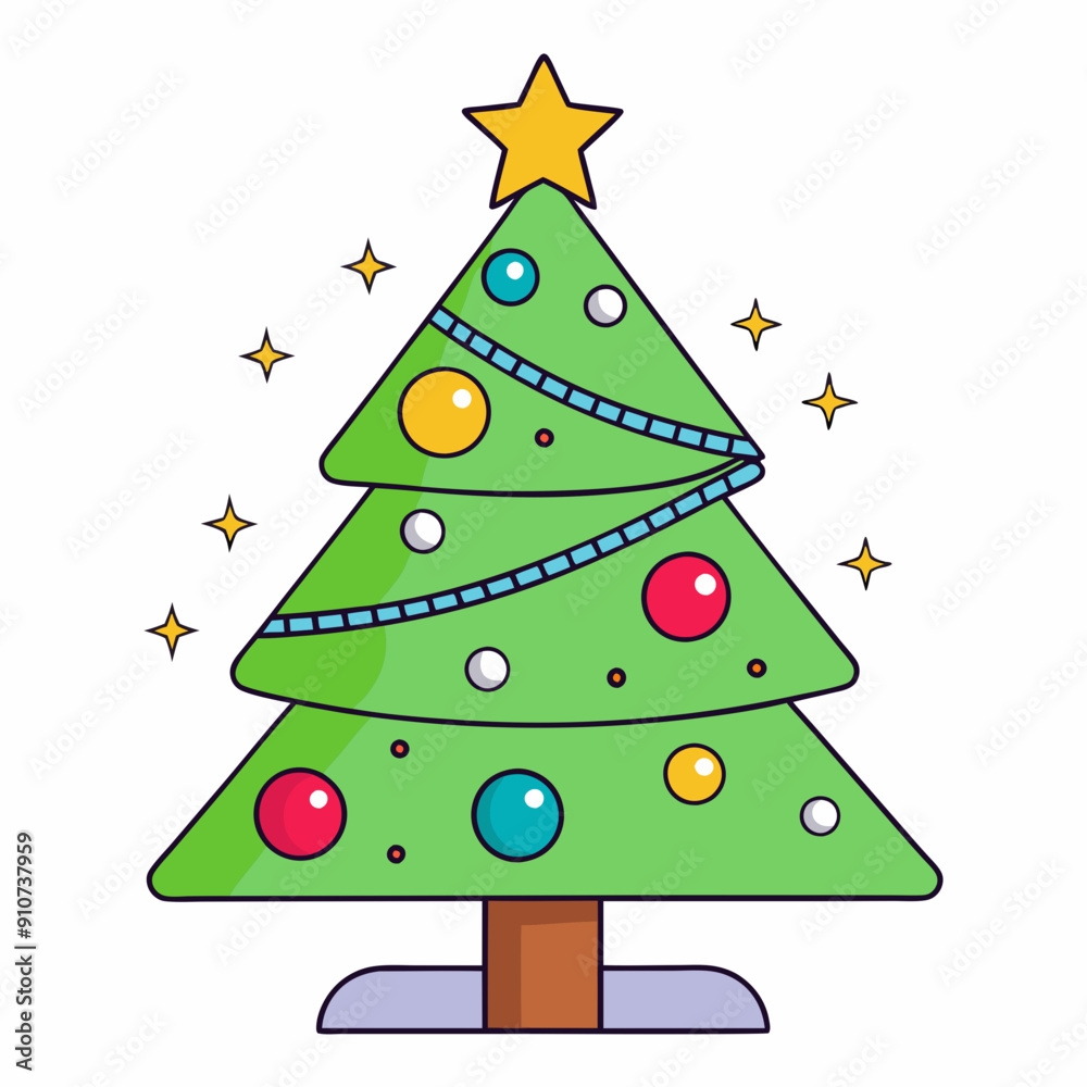 Abstract Christmas tree vector art illustration on a white background Abstract Christmas tree vector art illustration on a white background