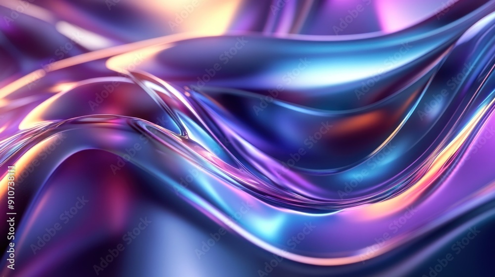 Abstract Metallic Waves with Purple and Blue Hues Abstract Metallic Waves with Purple and Blue Hues