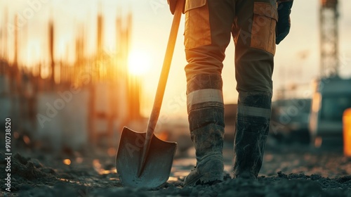 Construction Worker at Sunset