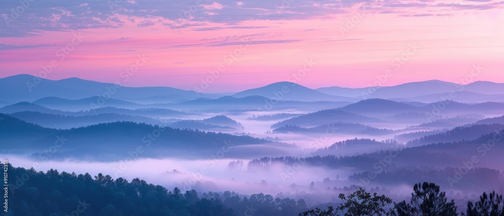 Fototapeta premium Dawn's Soft Pink Clouds - Tranquil Morning Sky with Gentle Light and Pastel Dawn Colors
