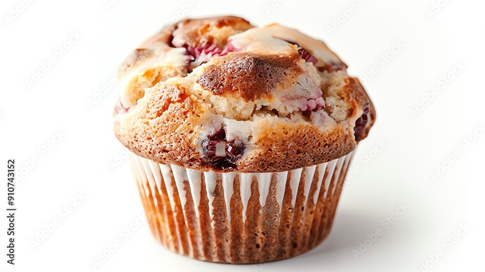 Muffin with a marbled pattern of pastel hues, isolated on white, visually appealing and mouthwatering Muffin with a marbled pattern of pastel hues, isolated on white, visually appealing and mouthwatering
