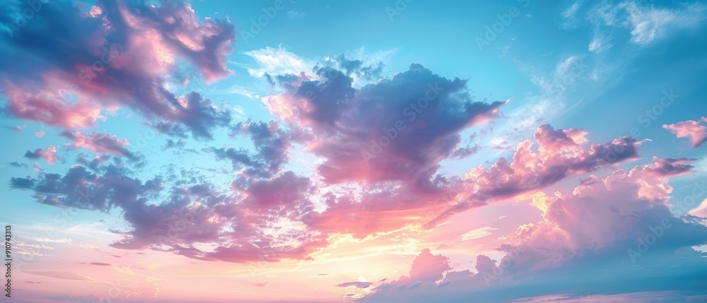 Tranquil Dawn Sky with Dreamy Pastel Clouds - Peaceful Sunrise Background Tranquil Dawn Sky with Dreamy Pastel Clouds - Peaceful Sunrise Background