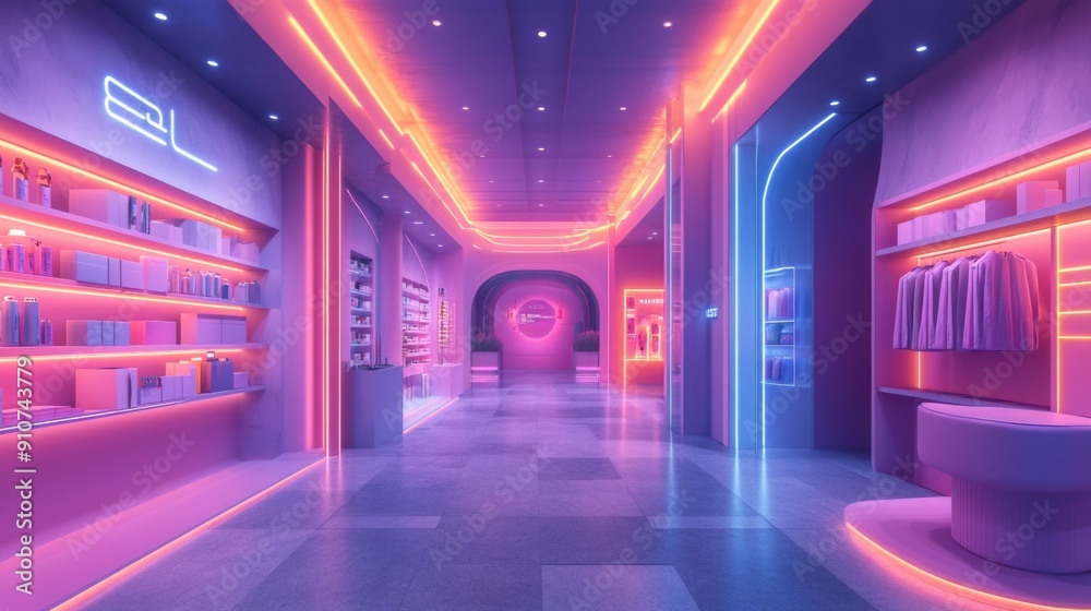 Seamless 3D Digital Store: Vibrant Interface with Cutting-Edge Technology and Copy Space Seamless 3D Digital Store: Vibrant Interface with Cutting-Edge Technology and Copy Space