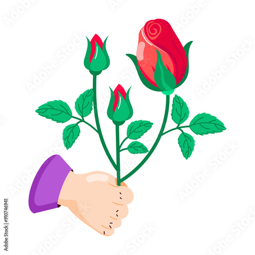 Flower propose sticker in flat style 

