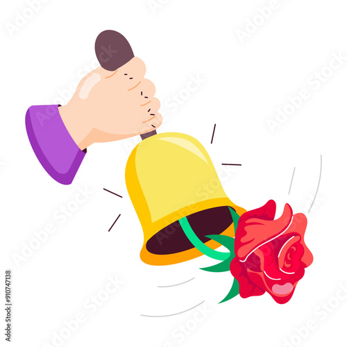 A flat sticker of wedding bell 

