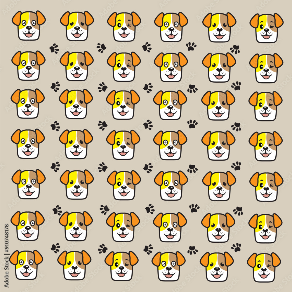 cute dog and paw pattern cute dog and paw pattern