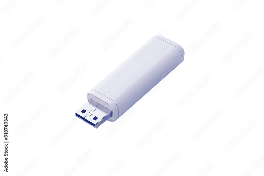 High-resolution image of a white USB flash drive, isolated on a transparent background, ideal for technology-related uses. High-resolution image of a white USB flash drive, isolated on a transparent background, ideal for technology-related uses.