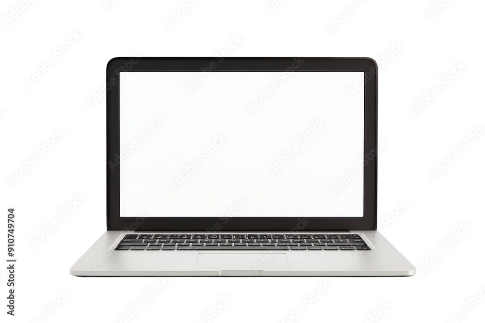 Modern laptop with blank screen on transparent background. perfect for design templates and showcasing digital content. High resolution isolated image.