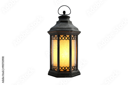 Vintage lantern glowing with warm light, isolated on transparent background. Perfect for decor and seasonal imagery.