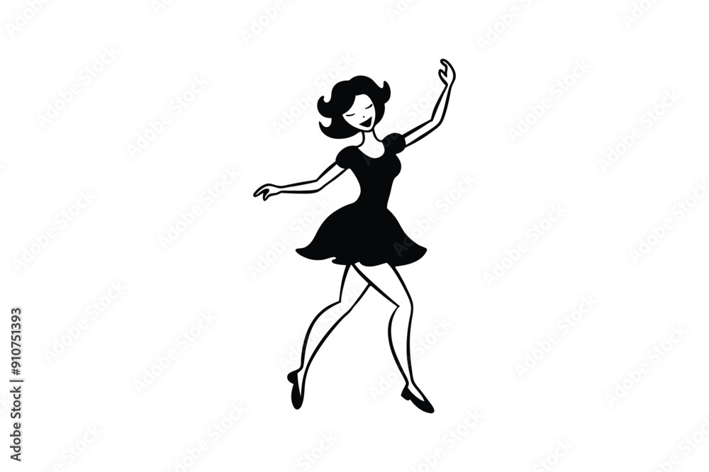 Fototapeta premium Dancing related many poses style Silhouette vector